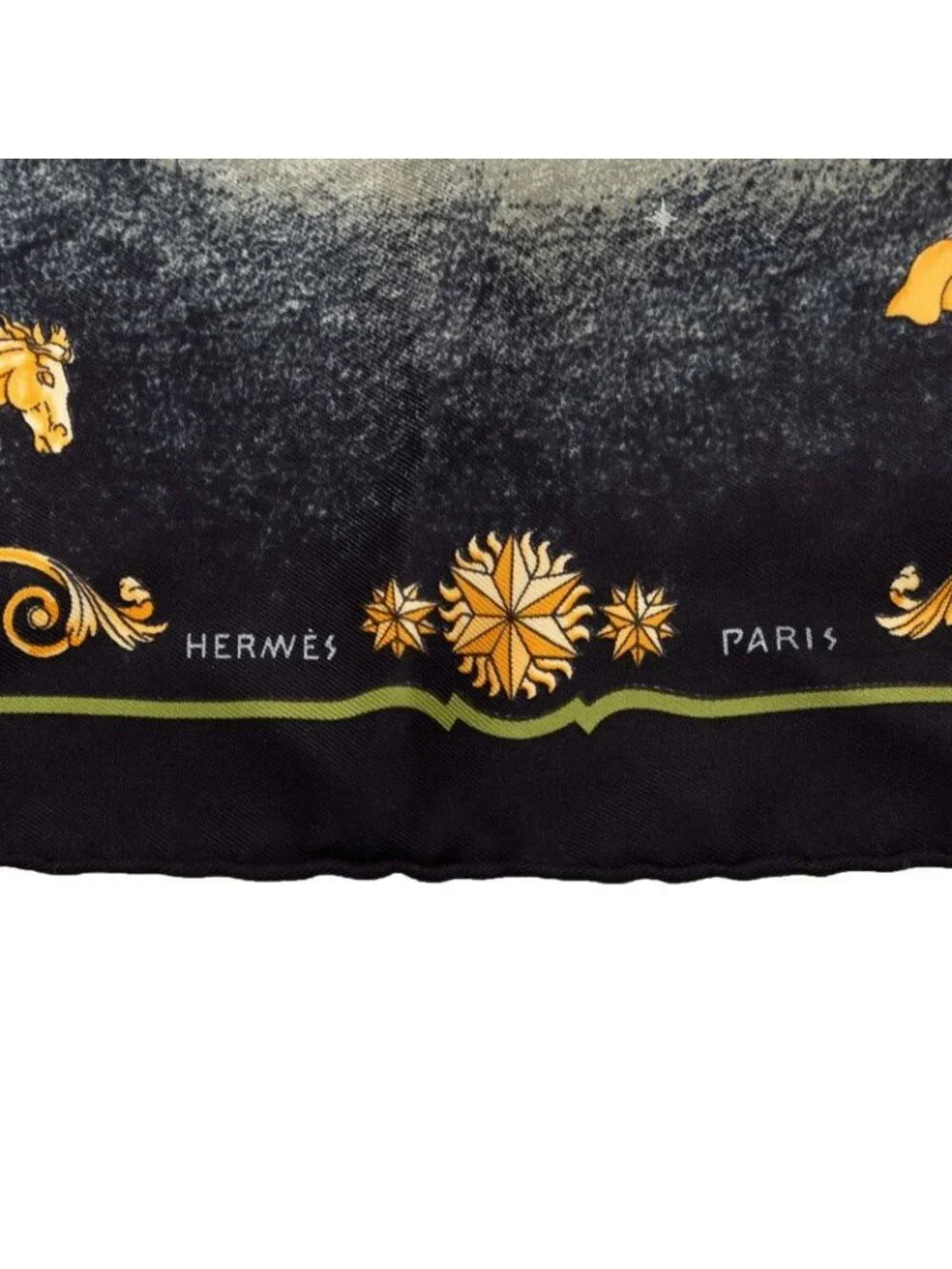Hermes Carre 42 Cosmos Scarf Black Multicolor Silk